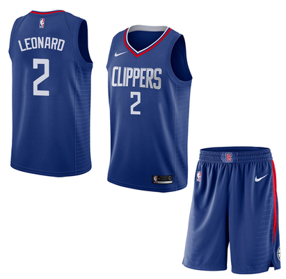 Men's Los Angeles Clippers #2 Kawhi Leonard Blue NBA Stitched Jersey(With Shorts)